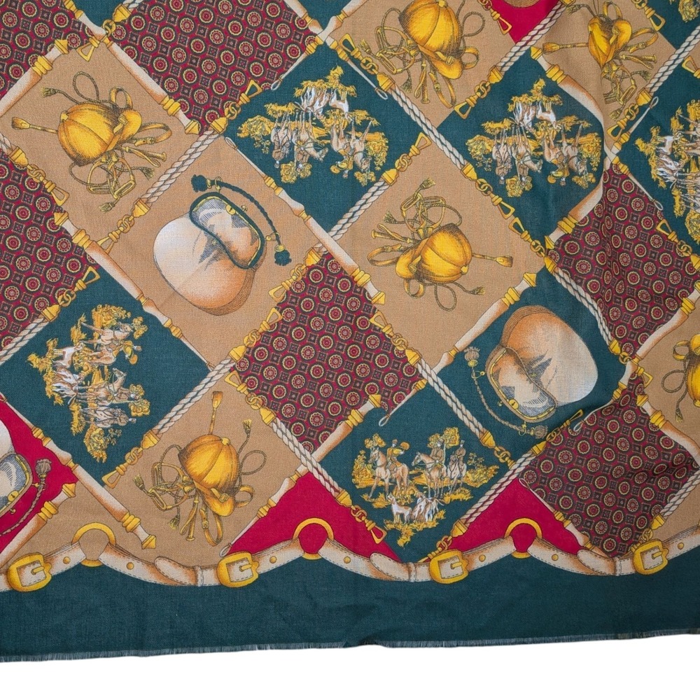 Art of the Scarf‎ Tie Rack Square Scarf Equestrian Horses Made In Italy